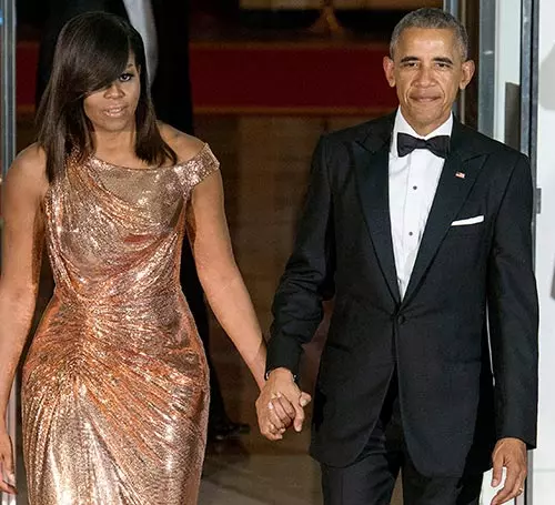 10. Michelle Obama In A Gold Versace Dress