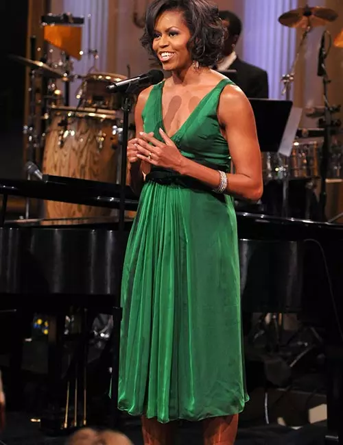 11. Michelle Obama In A Silk Green Dress