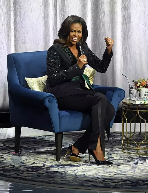 3. Michelle Obama In Emerald Green Tuxedo