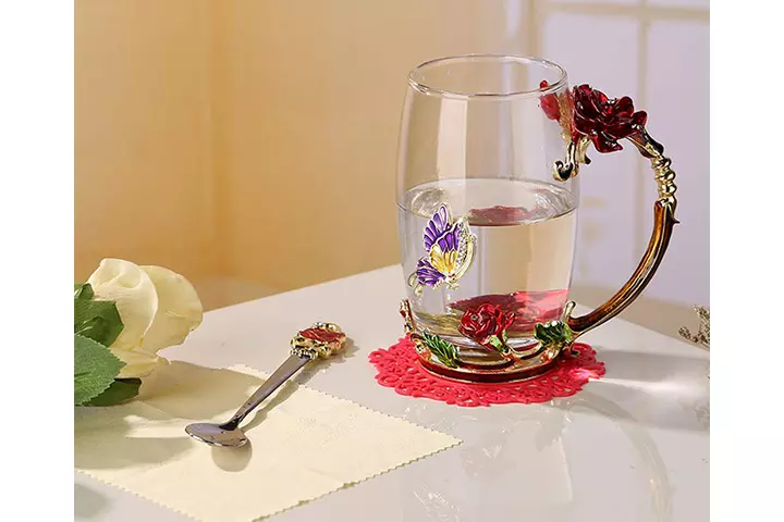 Flower glass tea mug 