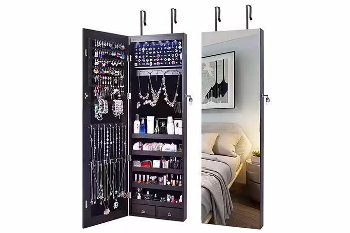 Mirror-cum-jewelry organizer