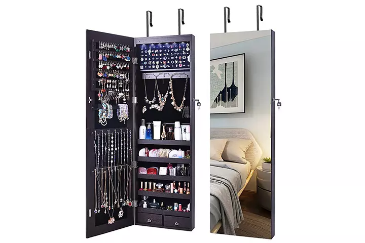 Mirror-cum-jewelry organizer