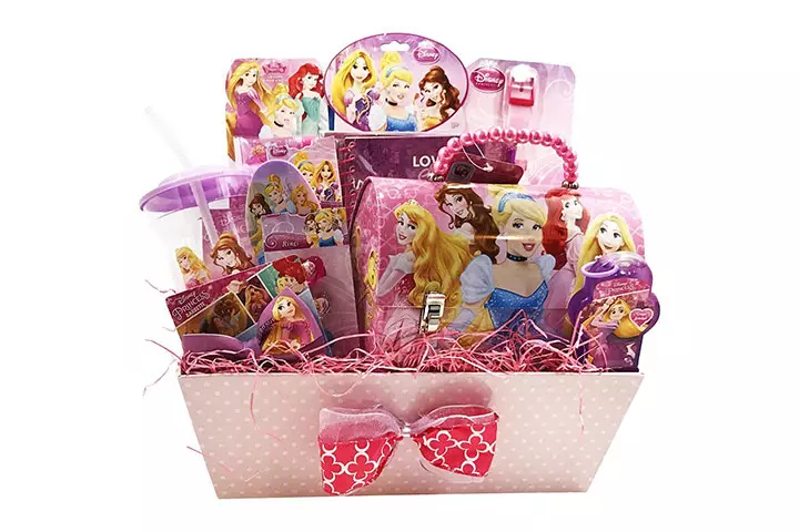 Disney princess themed gift basket