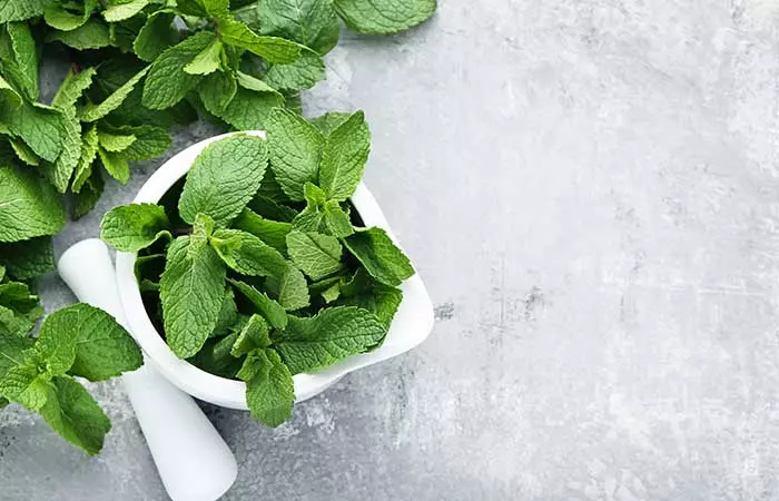 Homemade fever with mint leaves