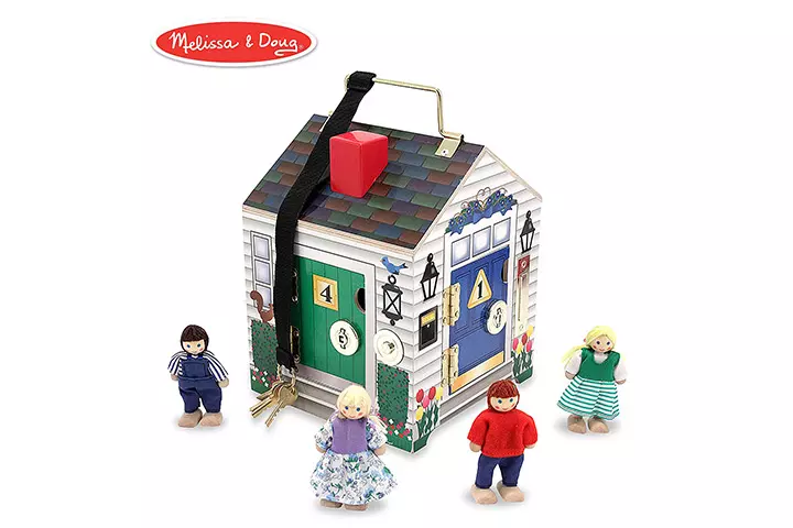 Wooden doorbell dollhouse