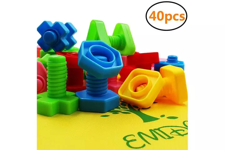 EMIDO 40 Pieces Jumbo Nuts Bolts Toy