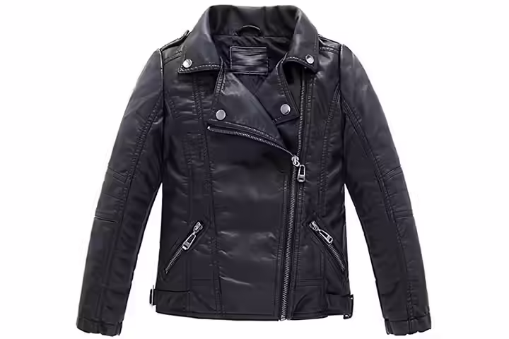 LJYH Boy Faux Leather Motorcycle Jacket