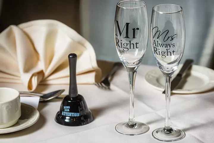 Mr. and Mrs. champagne glasses