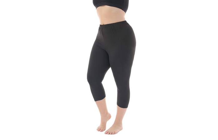 3. Zerdocean Women's Modal Plus Size Basic Solid Color Capri Leggings