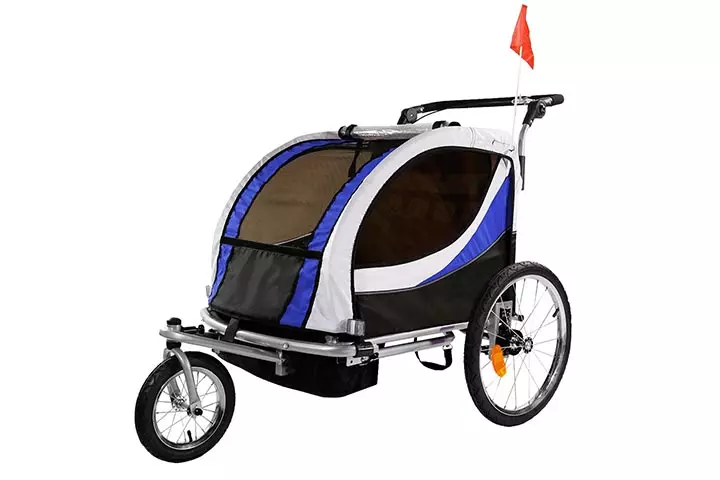 Clevr 3-in-1 Double 2 Seat Bicycle Bike Trailer Jogger Stroller for Kids Children