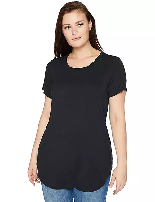 Daily Ritual Women's Plus-Size Jersey Short-Sleeve Open Crew Neck Tunic