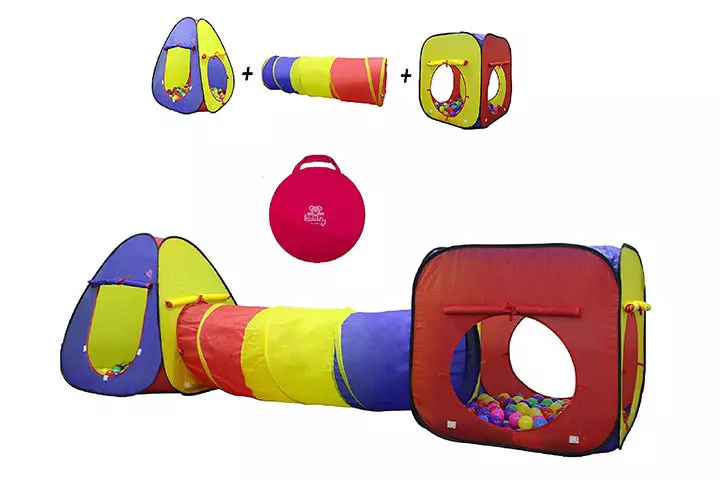 Kiddey 3pc Kids Play Tent Crawl Tunnel and Ball Pit Set