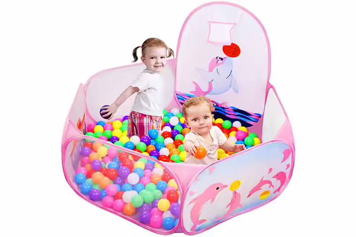 Likorlove Kid Ball Pit with Basketball Hoop