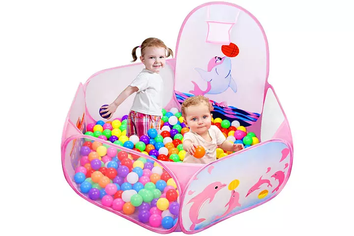 Likorlove Kid Ball Pit with Basketball Hoop