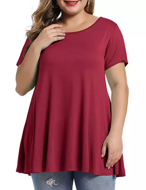 MONNURO Women’s Short Sleeve Flare Swing Plus Size 