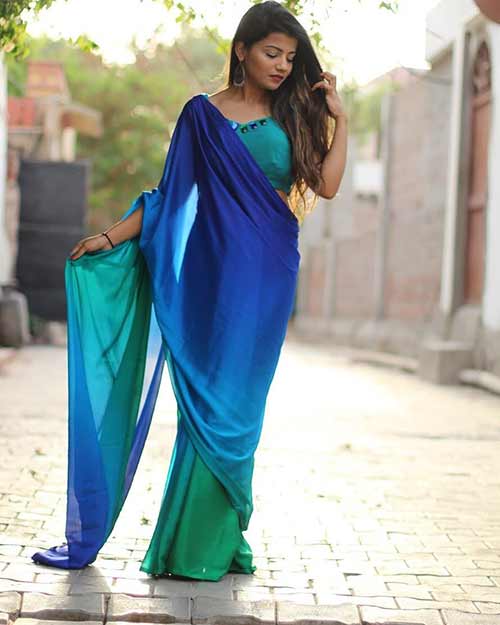 Ombre effect saree Ombre effect saree
