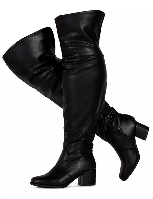 Room of Fashion Women's Over The Knee Block Chunky Heel Stretch Boots