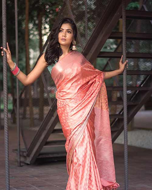 Subtle in peach saree Subtle in peach saree