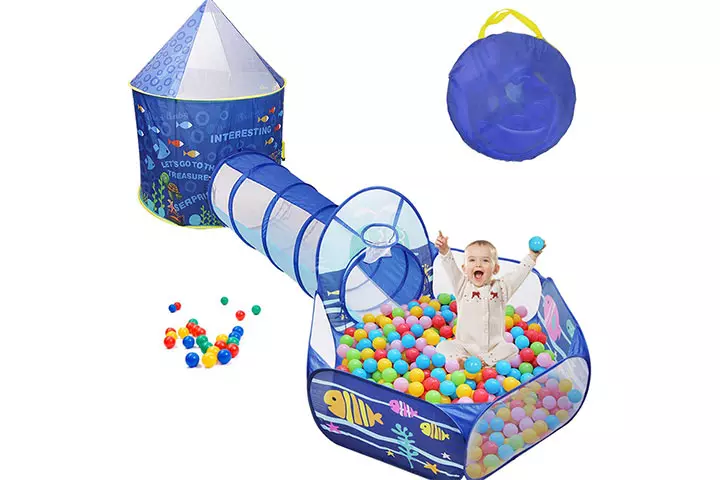 Sunba Youth Kids Play Tent, Crawl Tunnel and Ball Pit, Pop Up Playhouse