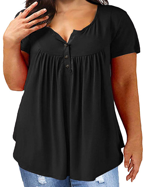 Plus Size Henley Shirt VISLILY Women's Plus Size Henley Shirt
