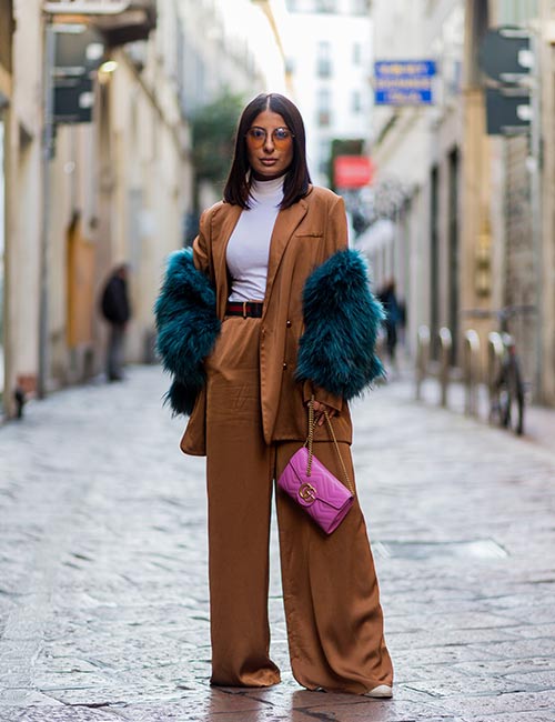 Fashionable Fall Outfits - Vintage Coat With Wide-Leg Pants