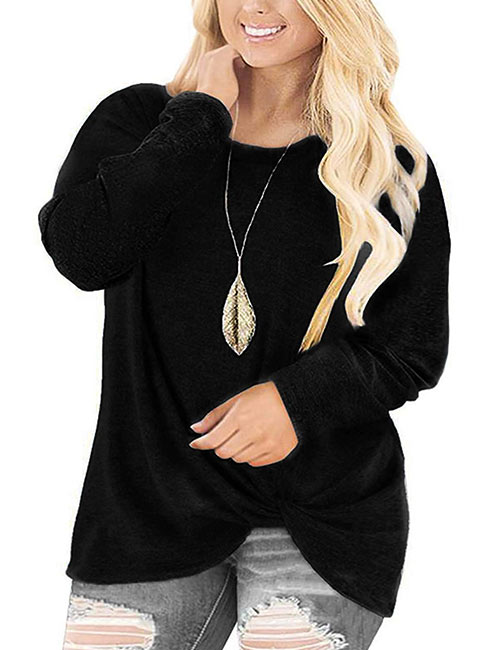 Plus Size Tunic Top Vowubo Women's Knotted Plus Size Tunic Top
