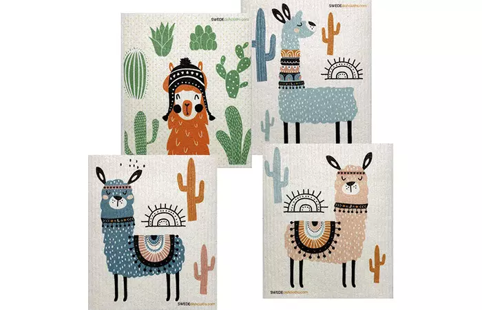 Mixed Llama Swedish Dishcloth Set