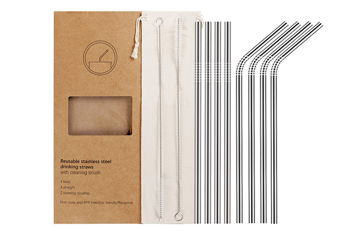 Metal Drinking Straws YIHONG 8 Pcs Reusable Metal Drinking Straws