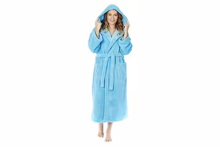 Arus Women's Hooded Fleece Bathrobe