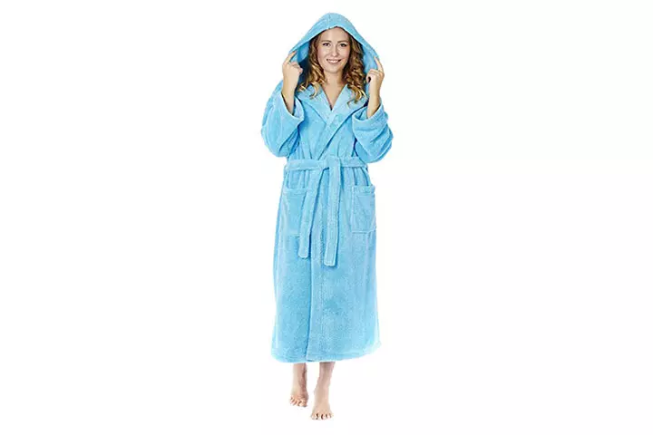 Arus Women's Hooded Fleece Bathrobe