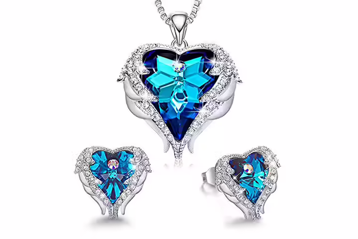 CDE Angel Wing Heart Necklaces and Earrings