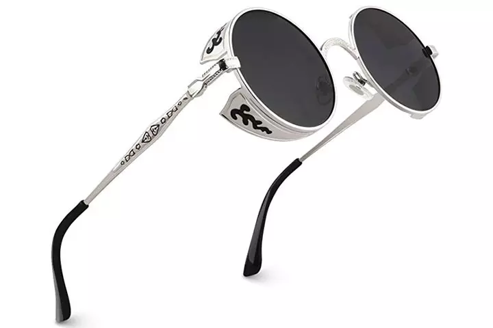 Retro Steampunk Style Inspired Round Metal Circle Polarized Sunglasses