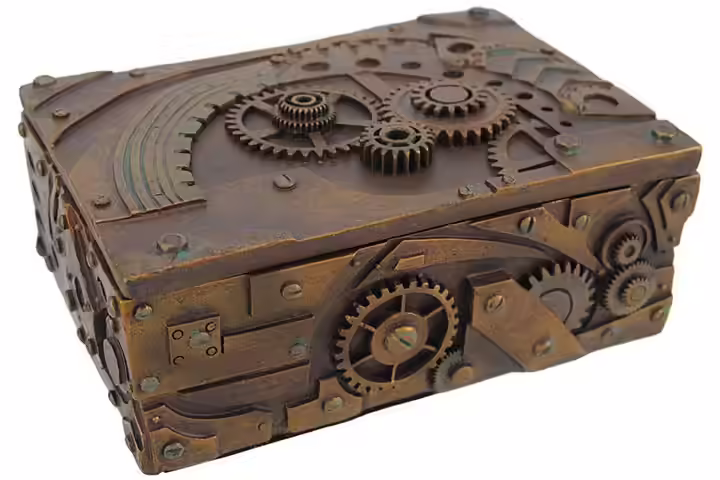 Steampunk Mechanical Inspired JewelryTrinket Box Figurine