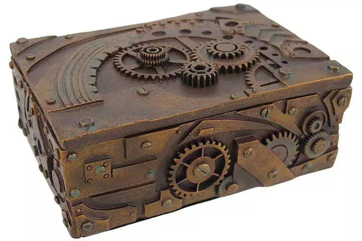 Steampunk Mechanical Inspired JewelryTrinket Box Figurine