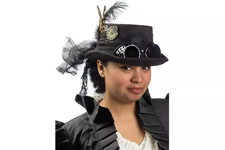 Steampunk Top Hat with Removable Goggles