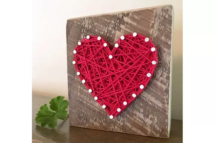 Sweet & Small Red String Art Heart Sign