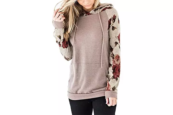 Angashion Floral Printed Pullover Hoodie