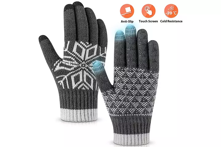 Pvendor Winter Gloves Touch Screen Warm Knit Gloves