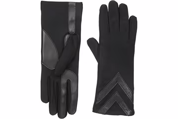isotoner Women&rsquo;s Spandex Cold Weather Gloves With Warm Fleece Lining And Chevron Details
