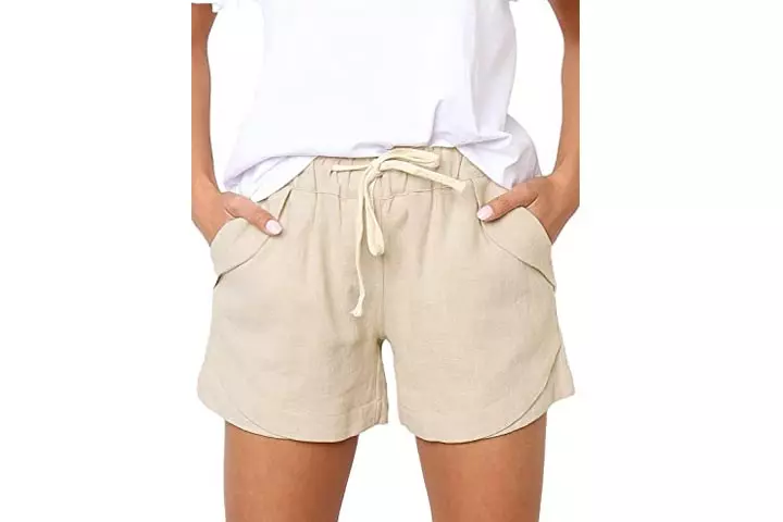 BLENCOT Womens Drawstring Casual Beach Shorts