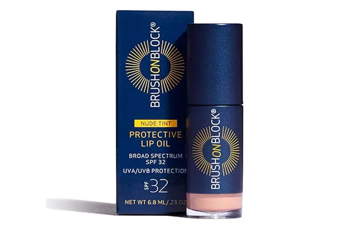 Brush On Block, Protective Lip Oil with SPF 32 UVA and UVB Sunscreen