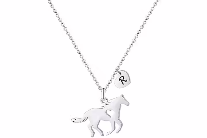Horse Pendant Letter Necklace