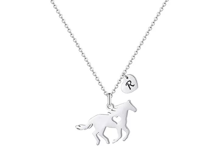 Horse Pendant Letter Necklace