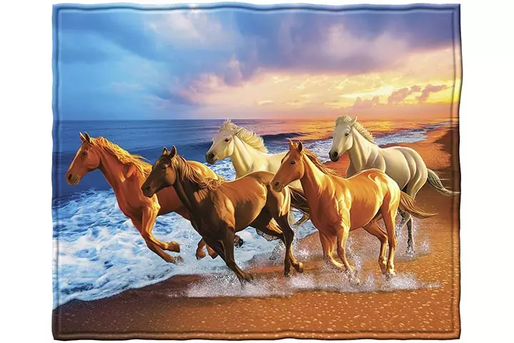 Horses On The Beach Throw Blanket From Dawhud Direct