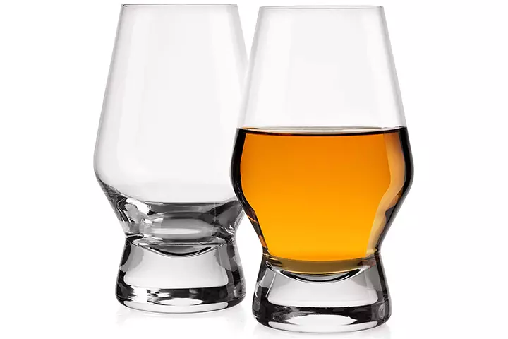 JoyJolt Halo Crystal Whiskey/Scotch Glasses Set Of 2