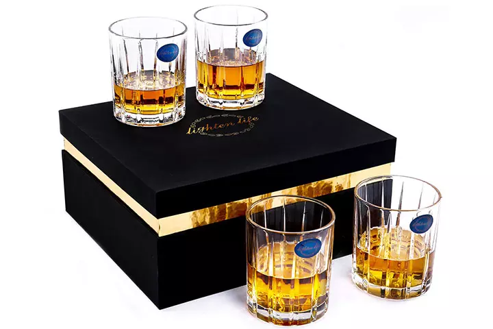 Lighten Life Whiskey Glass Set In Luxury Gift Box