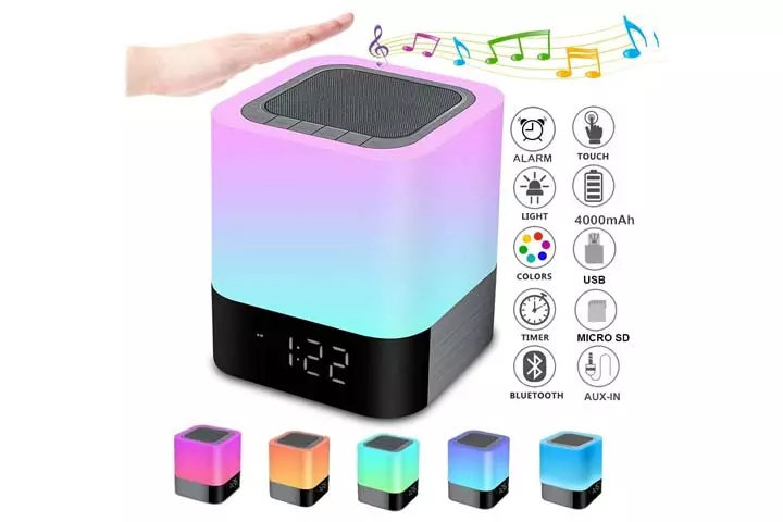 Night Lights Bluetooth Speaker, Alarm Clock Bluetooth Speaker