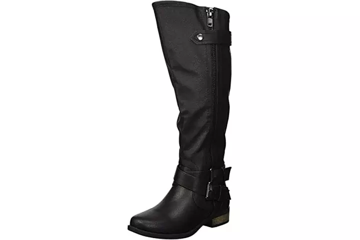 Rampage Women's Hansel Zipper and Buckle Knee-High Riding Boots