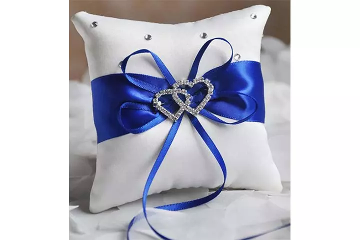 Satin Double Hearts Decoration Wedding Ring Bearer Pillow