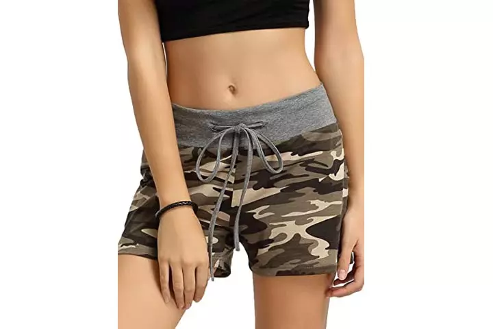 SweatyRocks Camouflage Womens Workout Yoga Hot Shorts